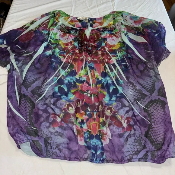Dressbarn Colorful Floral Blouse 1X - Picture 7 of 9